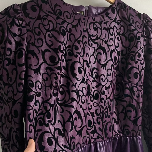Vintage whimsigoth maxi dress velvet embroidered long sleeve purple gothic - Picture 2 of 11